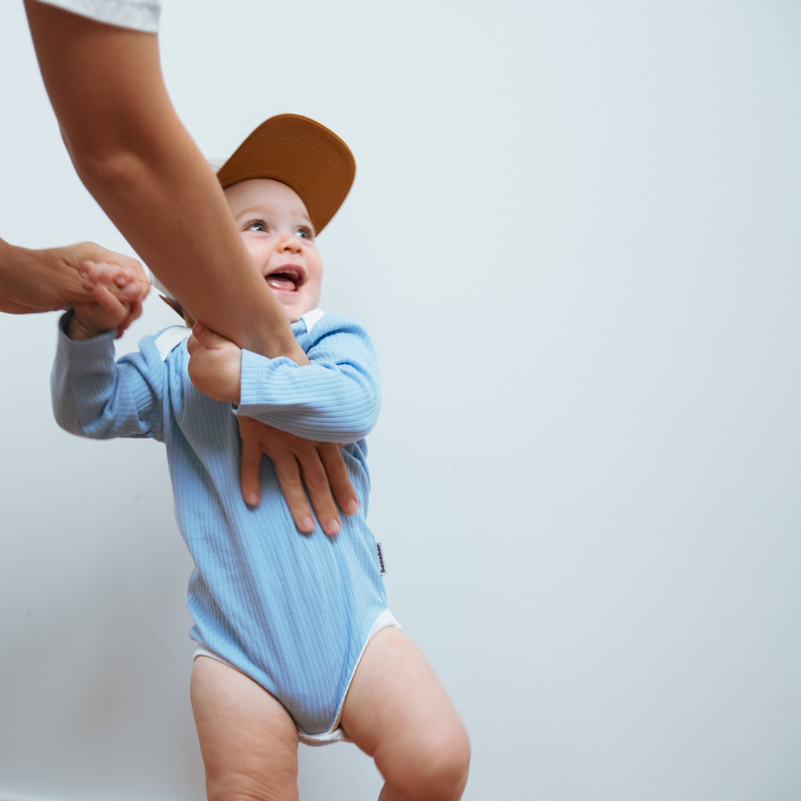 Sky Blue Ribbed Organic Cotton Long Sleeve Onesie