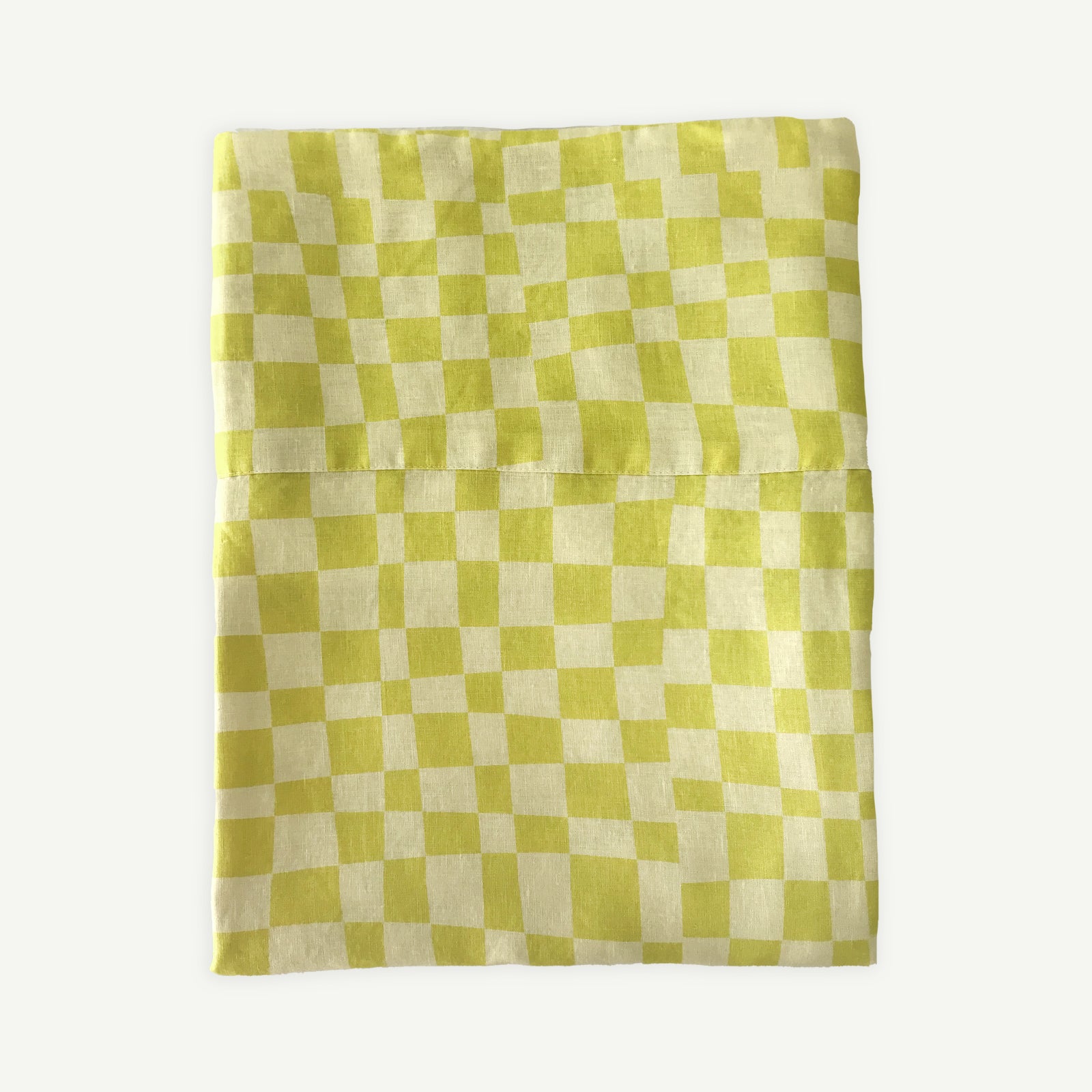 Lime Check Flax Linen Flat Sheet