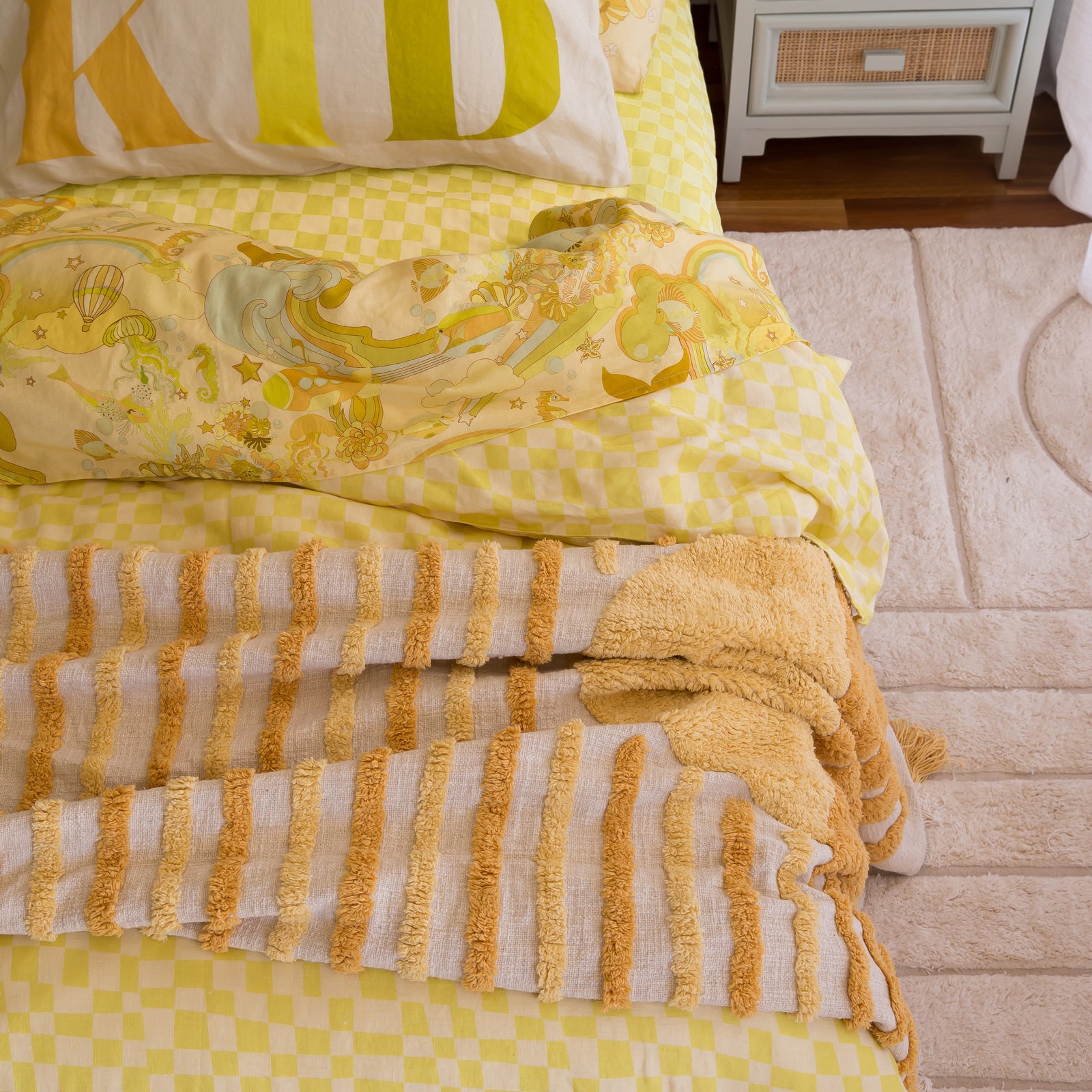 Lime Check Quilt Cover