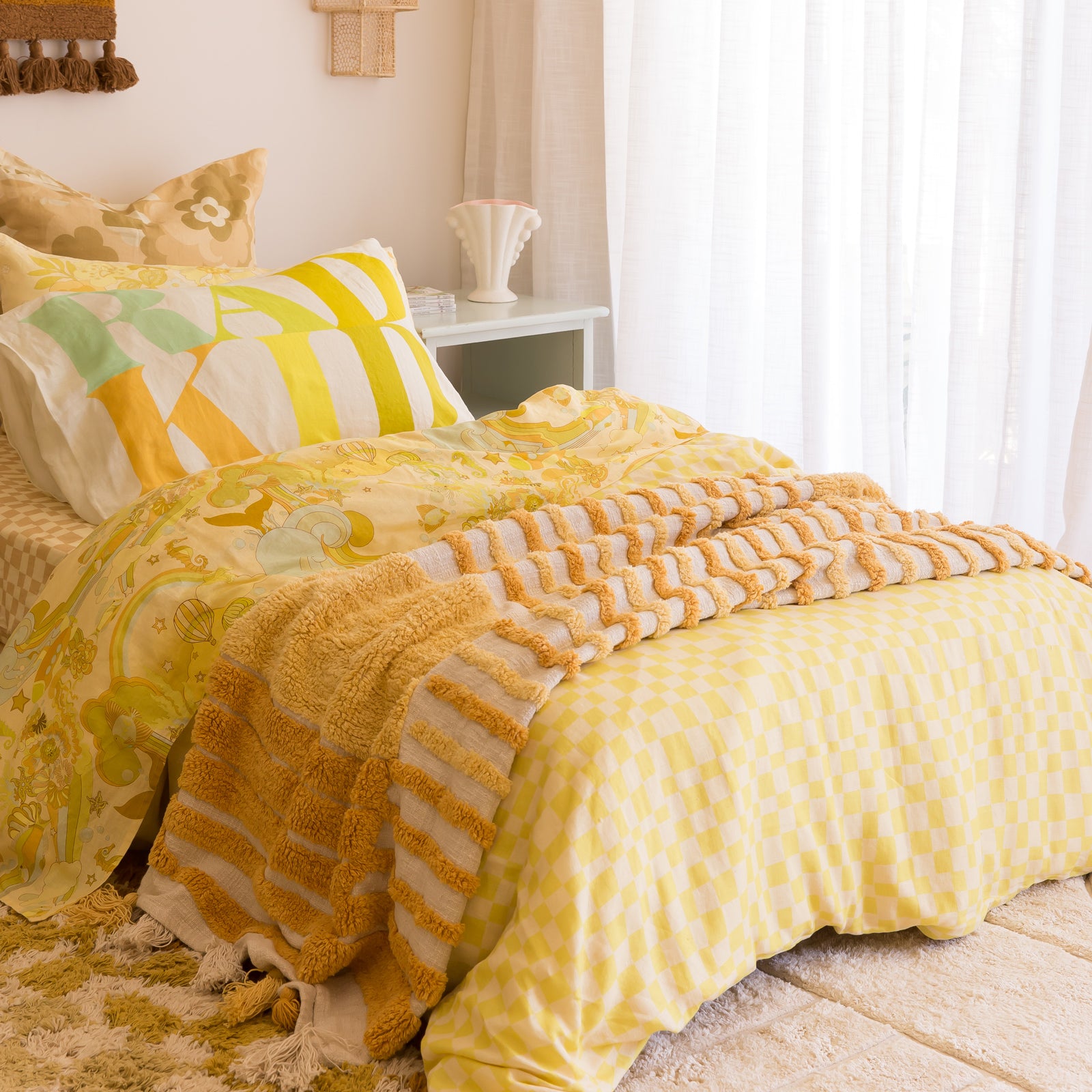 Lime Check Quilt and Pillowcase Set