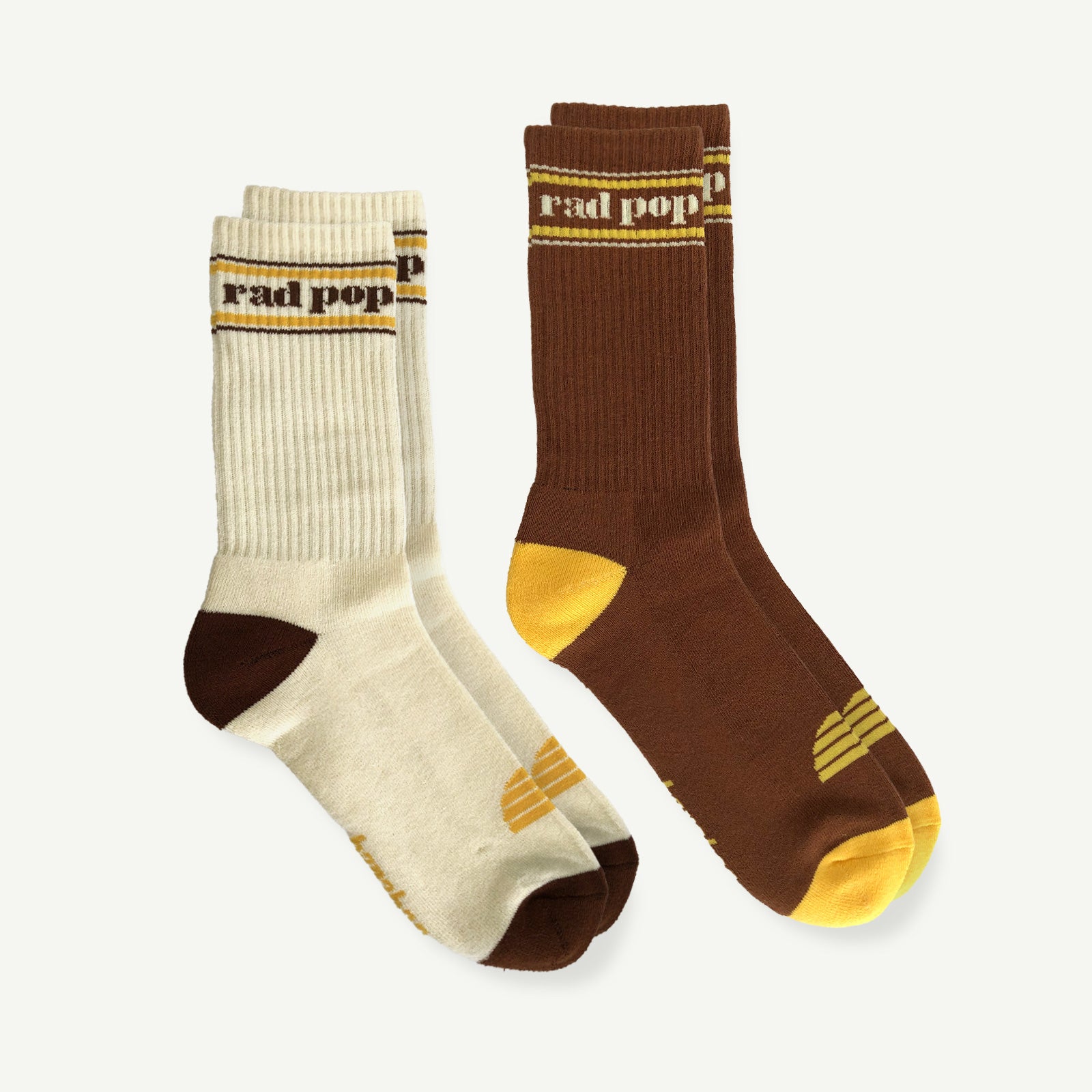 Rad Pop Crew Organic Cotton Sock Pack - Mens Natural and Brown