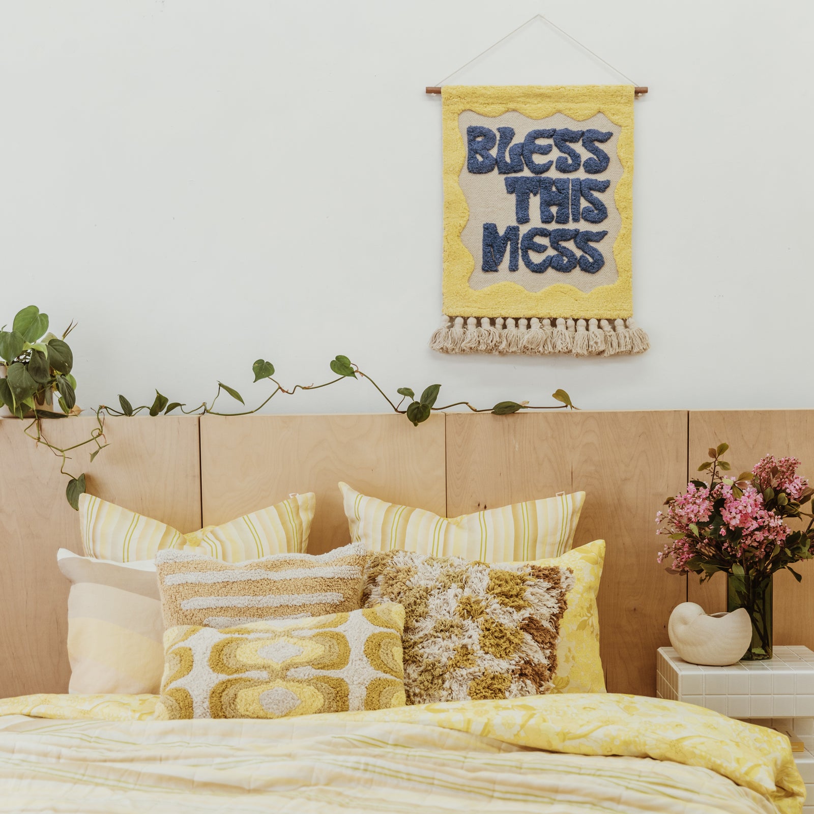 Bless This Mess Tufted Wall Hanging