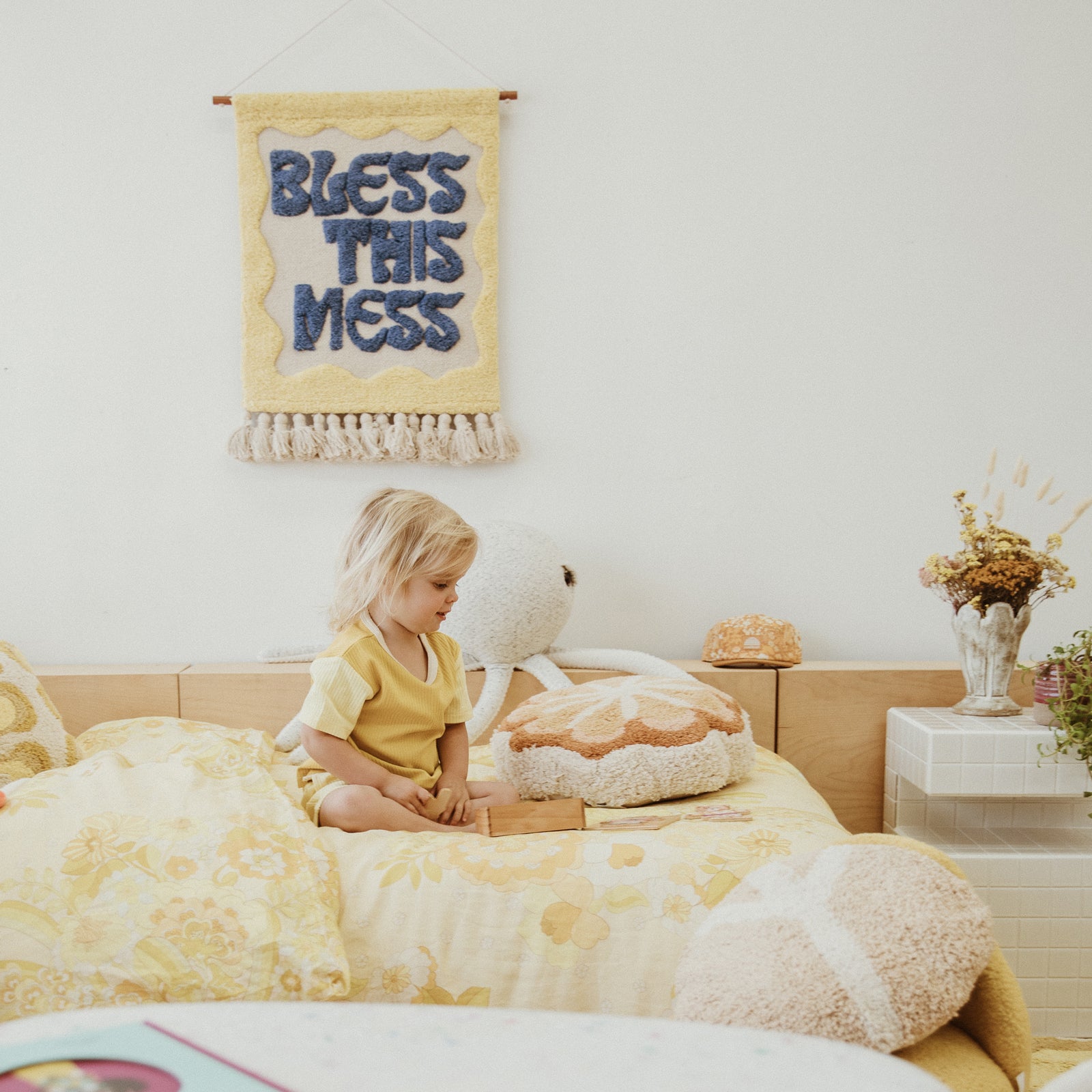 Bless This Mess Tufted Wall Hanging