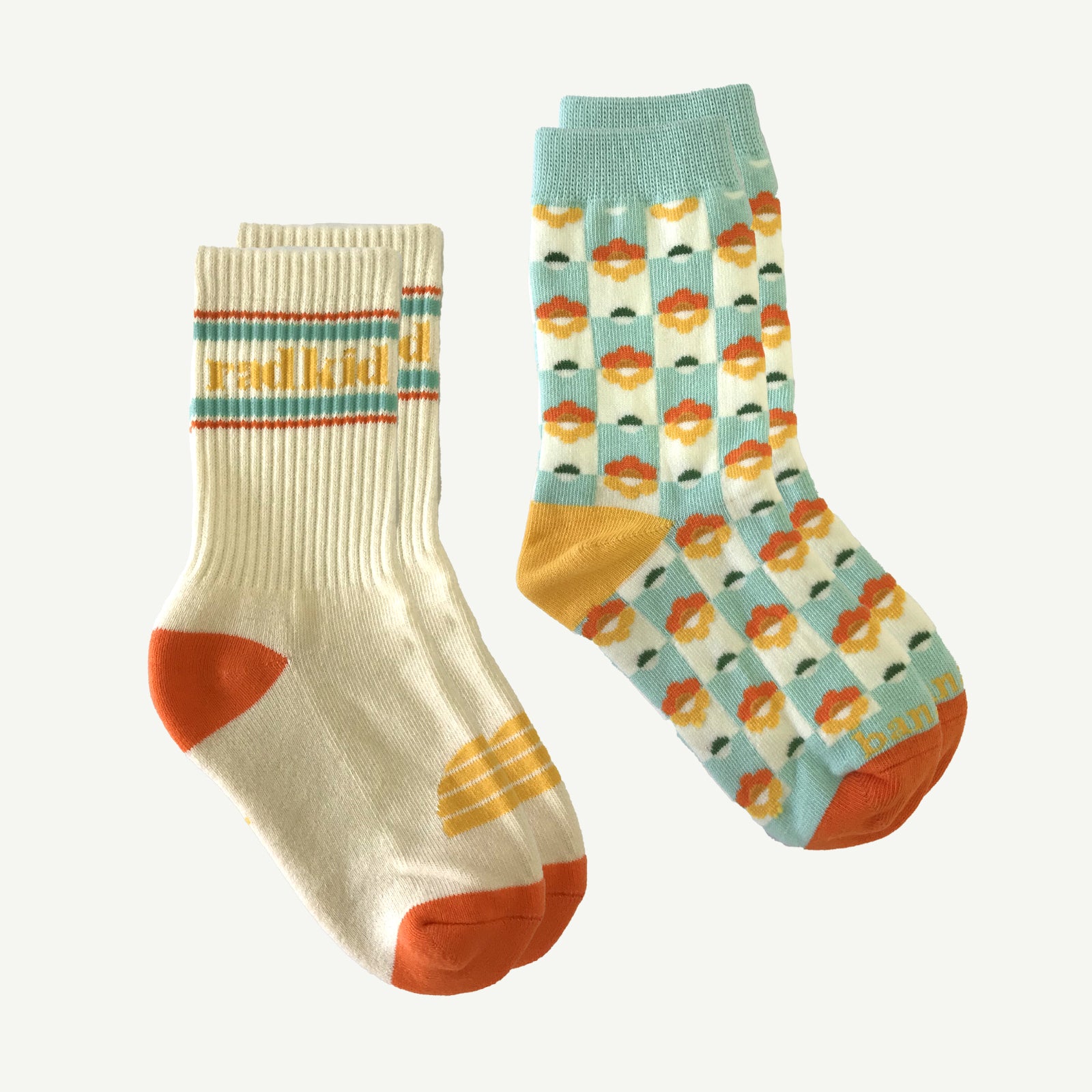 Rad Kid and Floral Check Organic Cotton Sock Pack