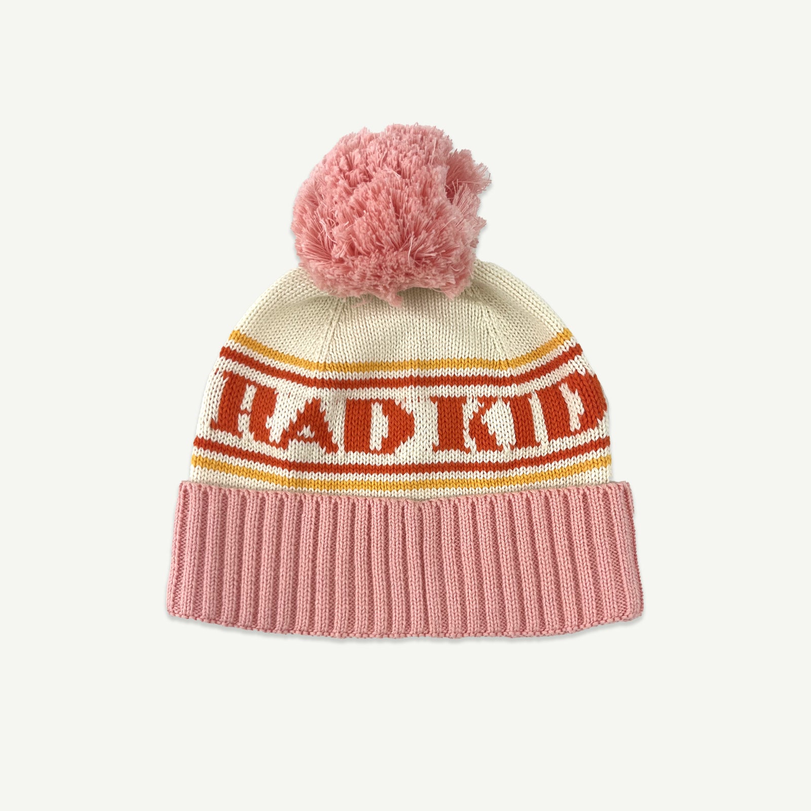 Rad Kid Organic Knit Pom Pom Beanie - Pink