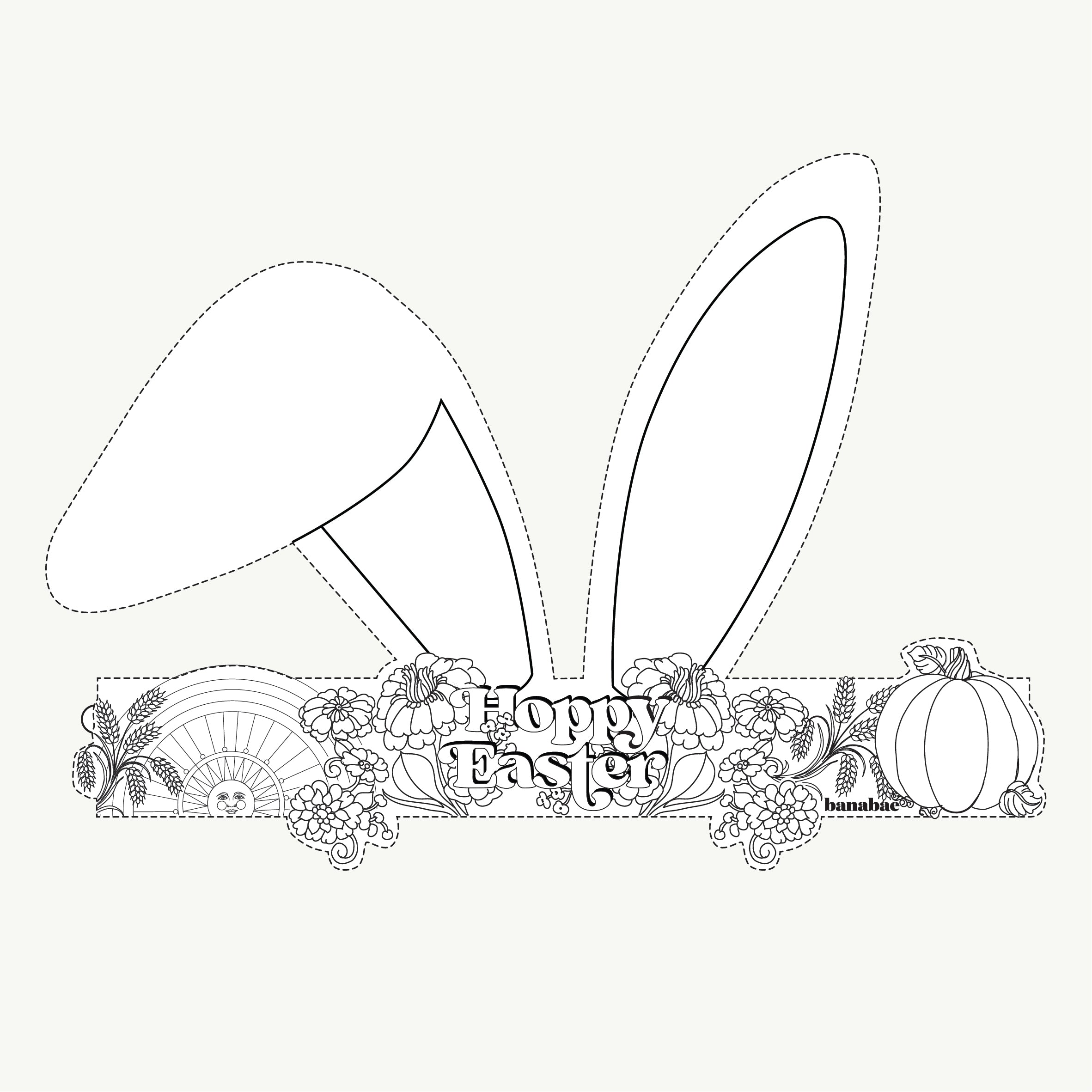 FREE Bunny Ears Colouring In Download