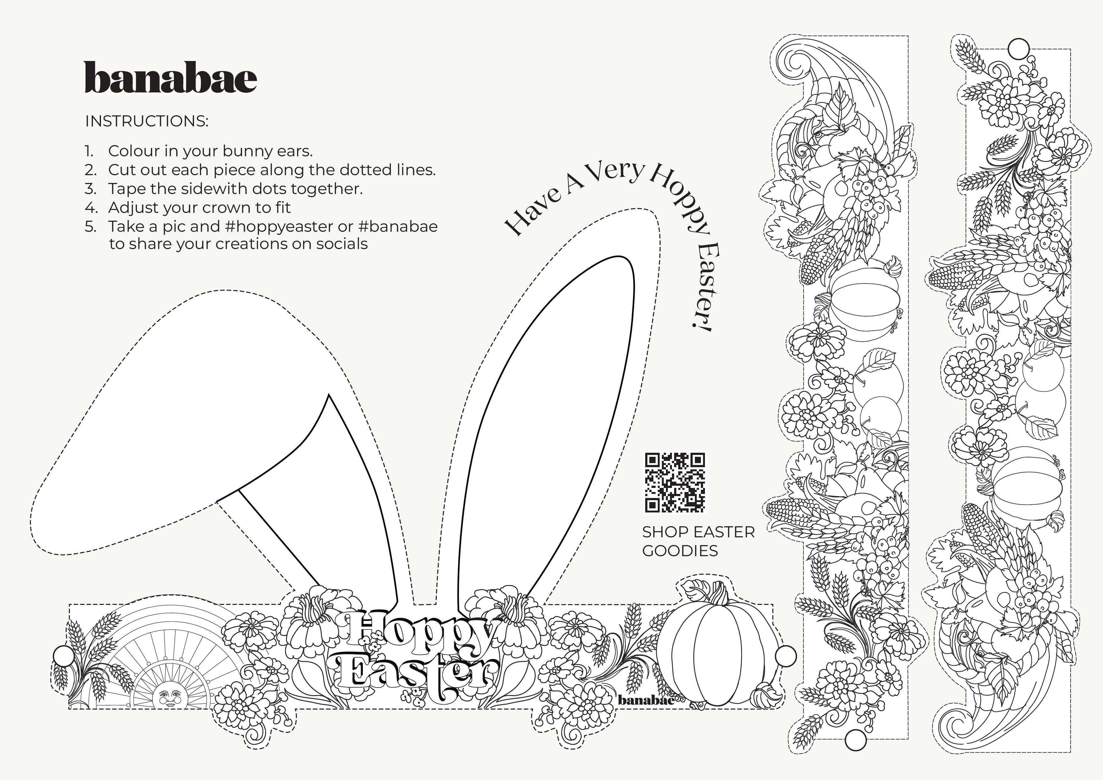 FREE Bunny Ears Colouring In Download