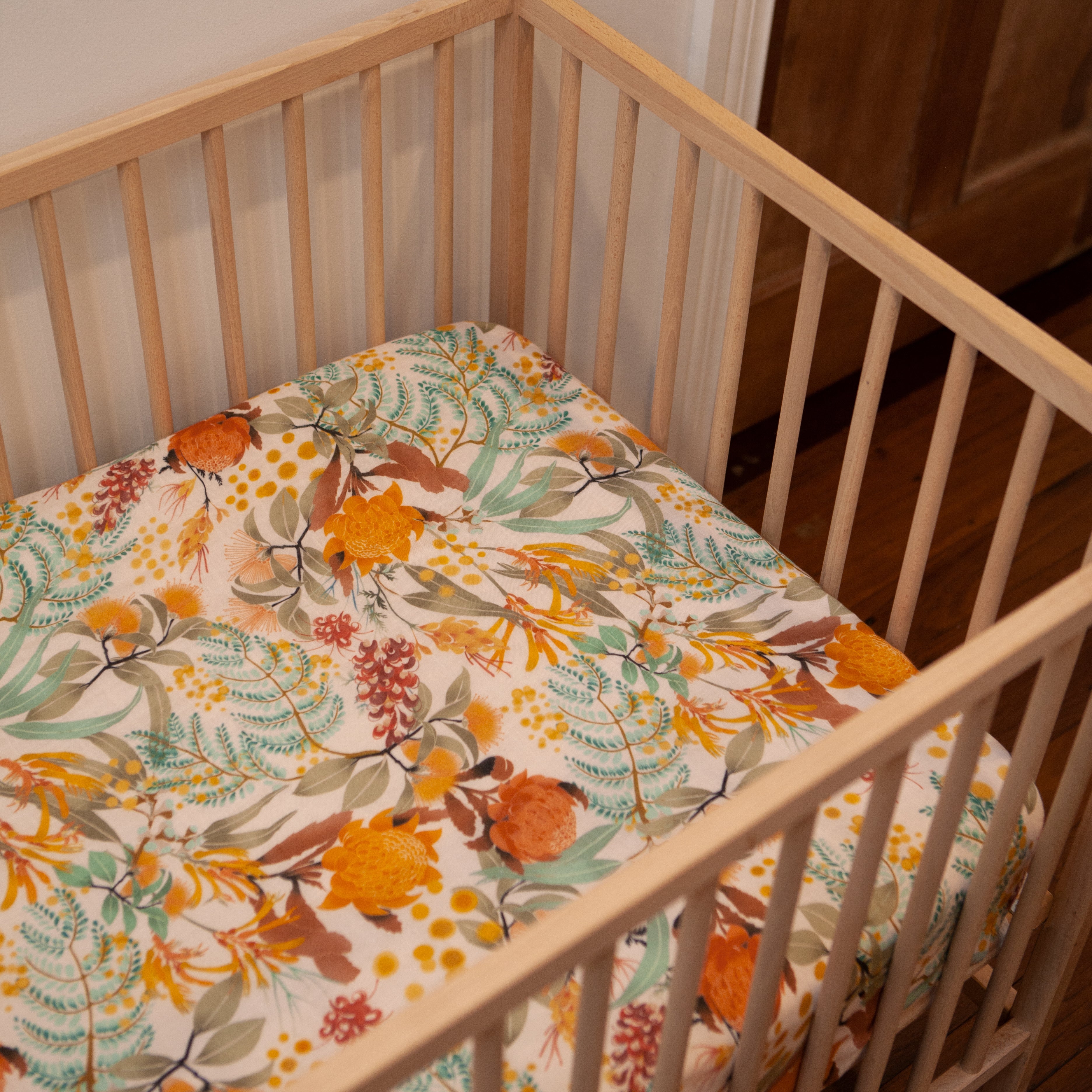 Wattle Wander Fitted Cot Sheet