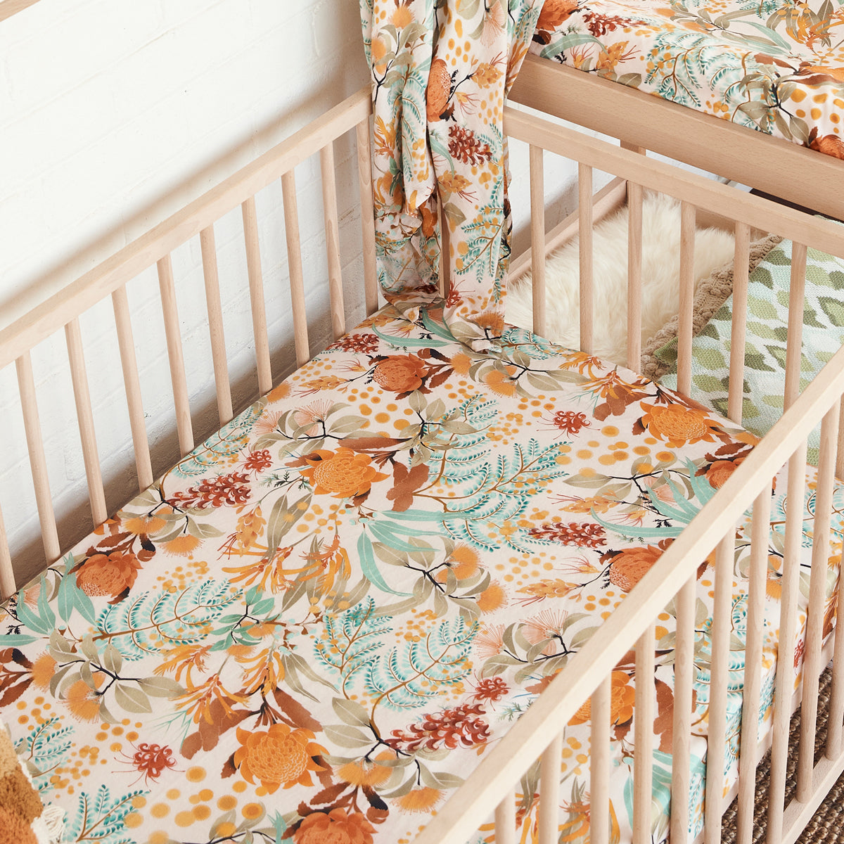 Wattle Wander Fitted Cot Sheet