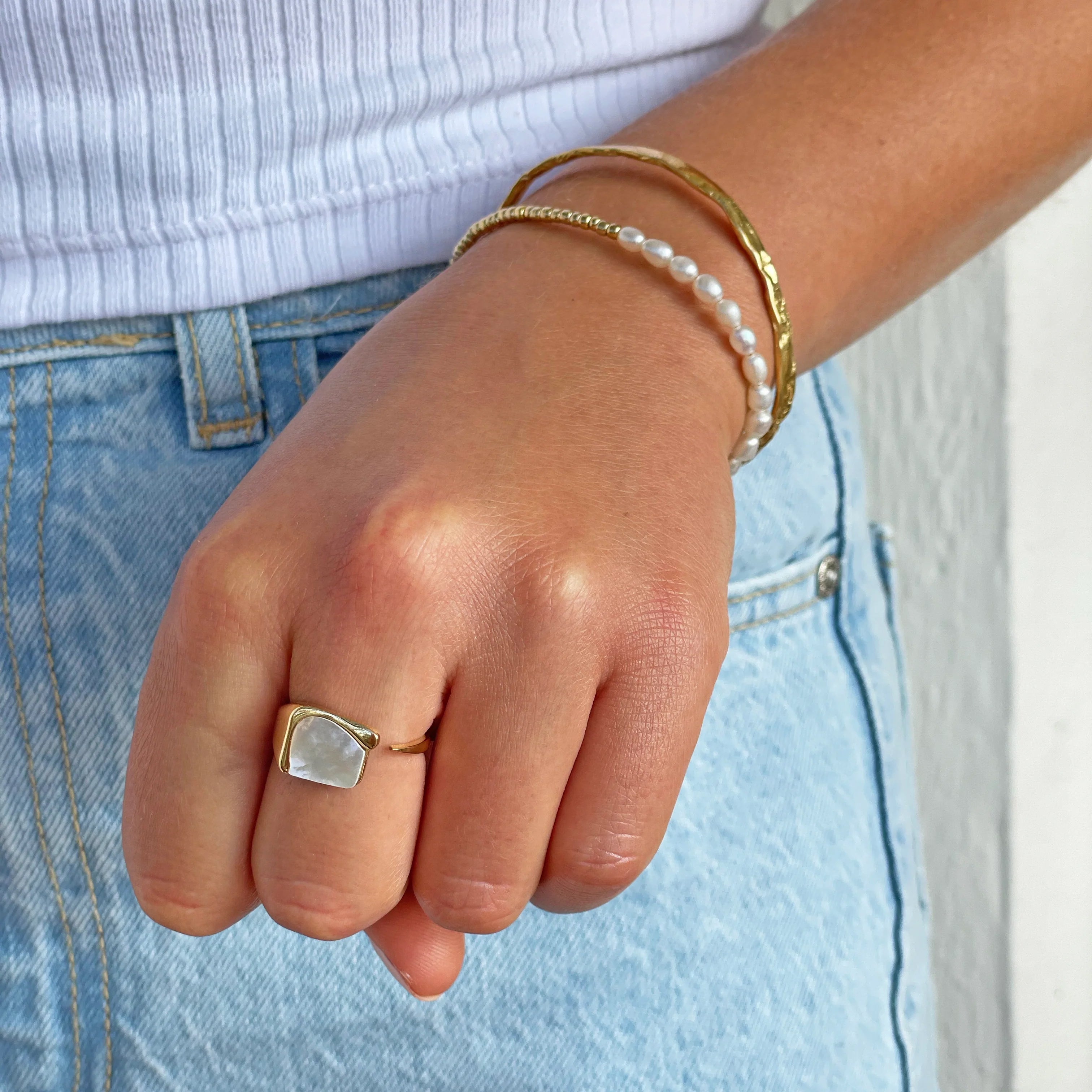 Cleo Gold and Mother of Pearl Ring