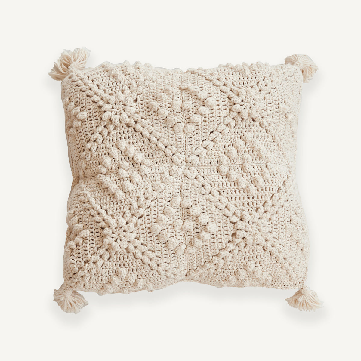 Natural Textured Crochet Cushion Cover